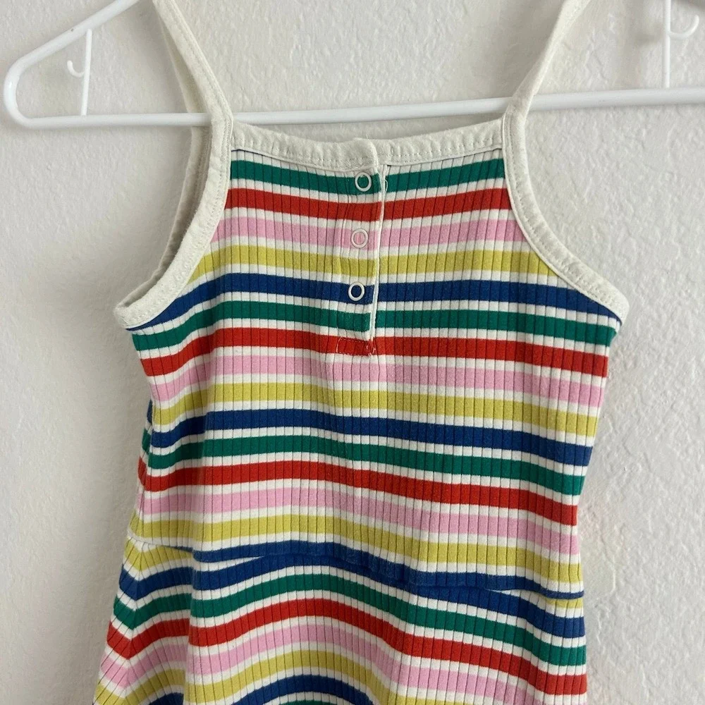 Hanna Andersson Rainbow Striped Cotton Stretch Dress with Snap Front Size 8